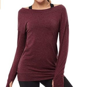 Muzniuer Long Sleeve Workout Shirts-Off Shoulder t shirt